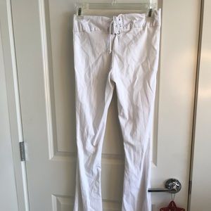 Peace and love white pants
